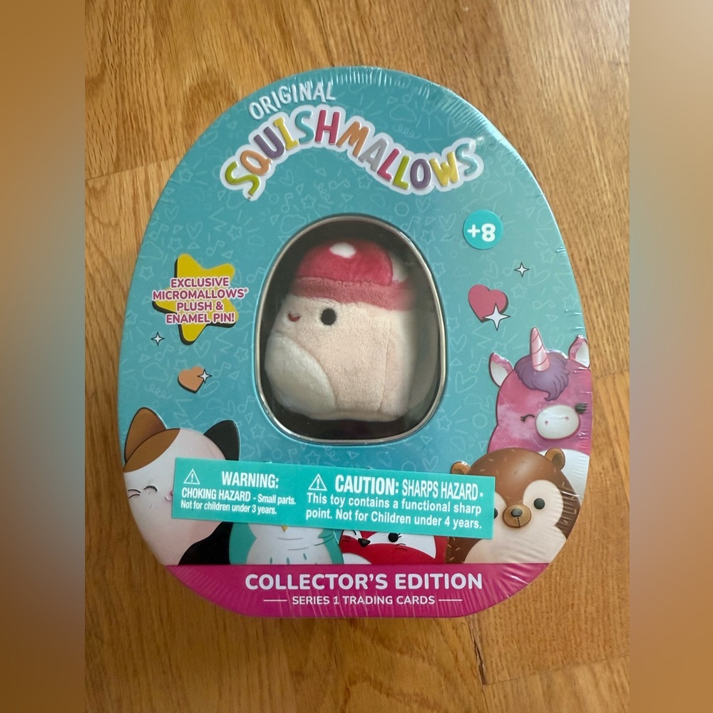 Nwt Squishmallows  🍄 Malcolm: Collector Tin, Micromallows, Trading Cards, & Pin